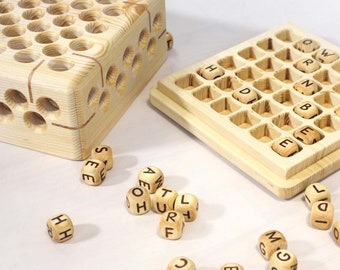 Massive 6x6 "SUPER" Boggle Wooden Handcrafted Family Game, Word Game Night, Fun Wood Anniversary Gift for Her