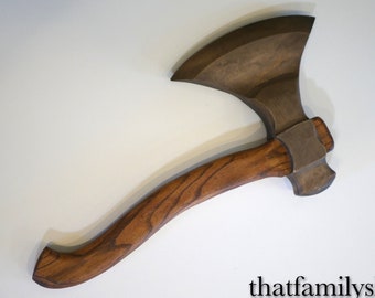 Full Wood Viking Bearded Axe Prop, Handmade in the US, Safe Costume Weapon Fighting Axe Toy