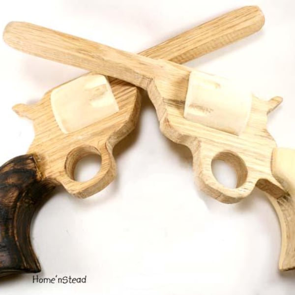Child's Cowboy Toy, Wooden Non-Firing Prop 6-Shooter Revolver