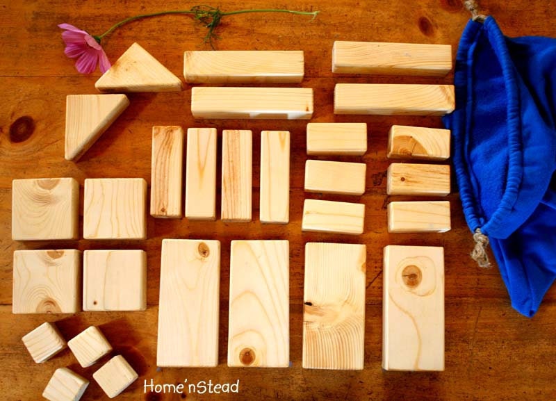 Building Block Set Kids Natural Toys Wooden 28 Piece Set With Carrying ...
