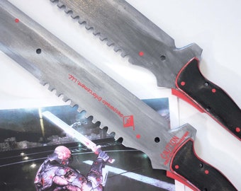 Video Game Sword Prop, Replica of Sundowner's Machetes from Metal Gear Rising, Painted Cosplay Fantasy