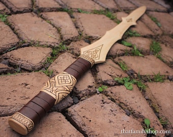 Lady Sif Wood Sword, Movie-Inspired Costume Weapon Accessory, Safe for Travel, Cosplay, LARP Roleplay