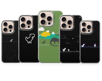 Funda para teléfono con diseño de dinosaurio sin conexión a internet, estilo retro, para iPhone 18 Pro, 17, 16e, 15, 14, 13, 12, Samsung S26, S25, A17, A57, Pixel 11, 10, 9A