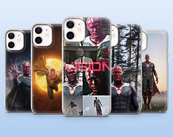 Funda para teléfono Vision WandaVision Marvel para iPhone 18Pro, 17, 17Pro, 16e, 15, 14, 13, Samsung S26, S25, A17, A57, Pixel 11, 10, 9A, 8