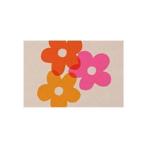 Alfombra de exterior retro con estampado floral - Decoración de patio con estética de los años 70, alfombra con estampado floral original, acento moderno para exteriores