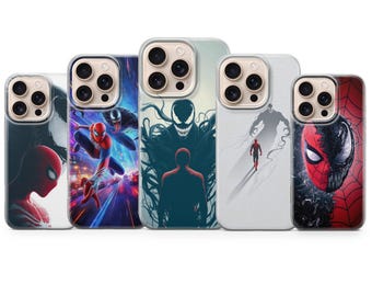 Venom - Spiderman Phone Case Marvel Comic Cover for iPhone 17e, 17Pro, 16e, 15, 14, 13, 12, Samsung S26, S25, A17, A57, Pixel 10Pro, 9A