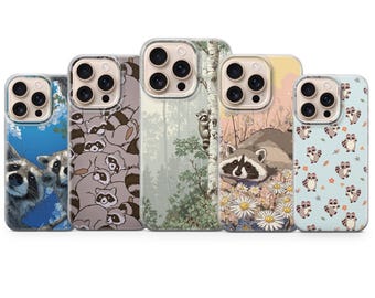 Raccoon Phone Case Woodland Forest Funny Animal Cover for iPhone 17e, 17Pro, 16e, 15, 14, 13, 12, Samsung S26, S25, A17, A57, Pixel 10Pro, 9