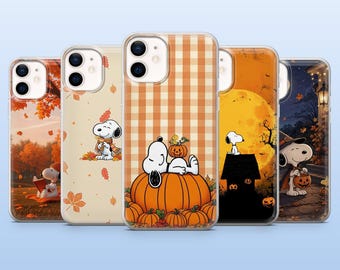 Snoopy Halloween Phone Case Autumn Pumpkin Cover for iPhone 18Pro, 17, 17Pro, 16e, 15, 14, 13, Samsung S26, S25, A17, A57, Pixel 11, 10, 9A