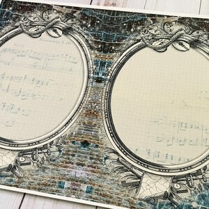 May include: Two oval frames with ornate designs, set against a distressed, blue and brown background. The frames are empty and ready for your own personal touch.  The text "Roman Life" is visible at the top of the left frame.