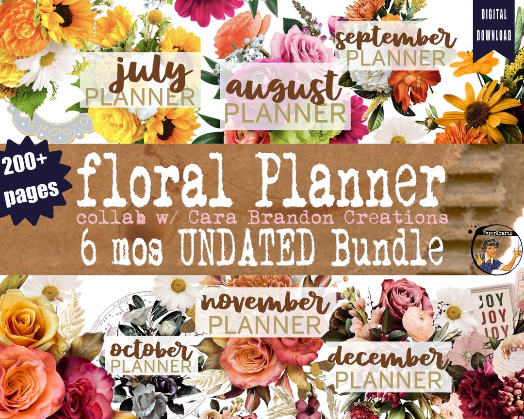 Jul dec UNDATED Planner Floral Printable Inserts Customizable Weekly Jul dec undated planner floral printable inserts customizable weekly