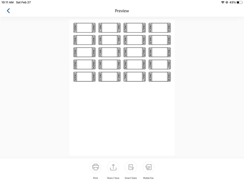 May include: A printable sheet with 25 blank film strip frames. Each frame has a black border and the numbers 196634 through 196638 printed on the top right corner.