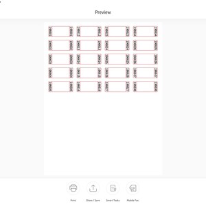 May include: A grid of 25 blank white squares with black numbers in the top right corner of each square. The numbers range from 196601 to 196638. The squares are outlined in red.