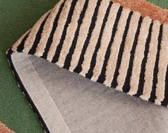 Alfombra ovalada verde bosque hecha a mano, alfombra de lana tejida a mano, decoración moderna en tonos tierra para sala de estar, alfombra con borde festoneado único.