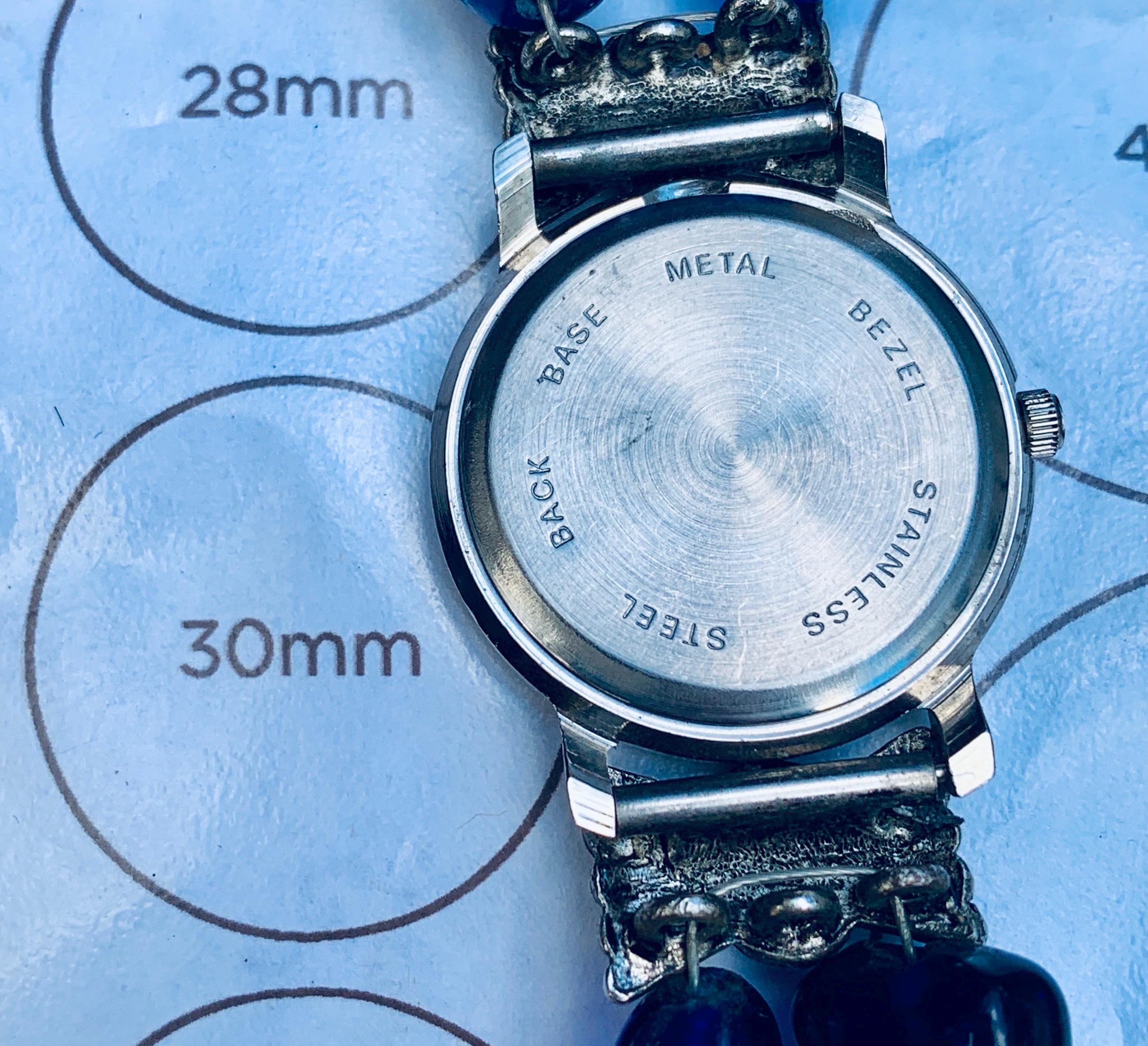 Jacques Couture Silver Tone Filigree Watch With Blue Glass  display picture 2