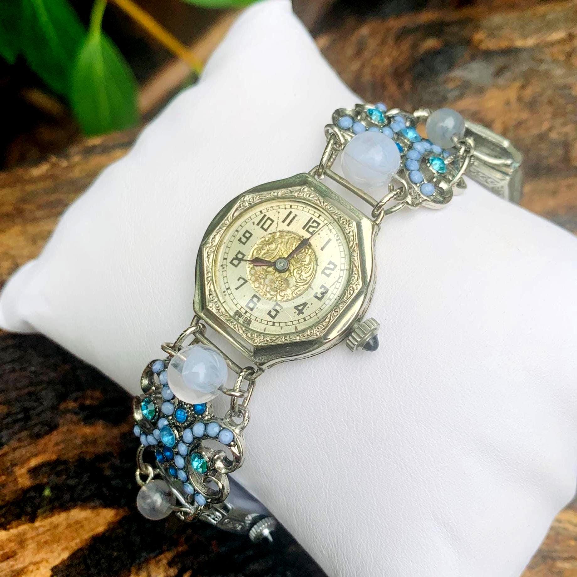 Whimsical Custom Bracelet W/ Antique Art Deco Watch Faces  display picture 2