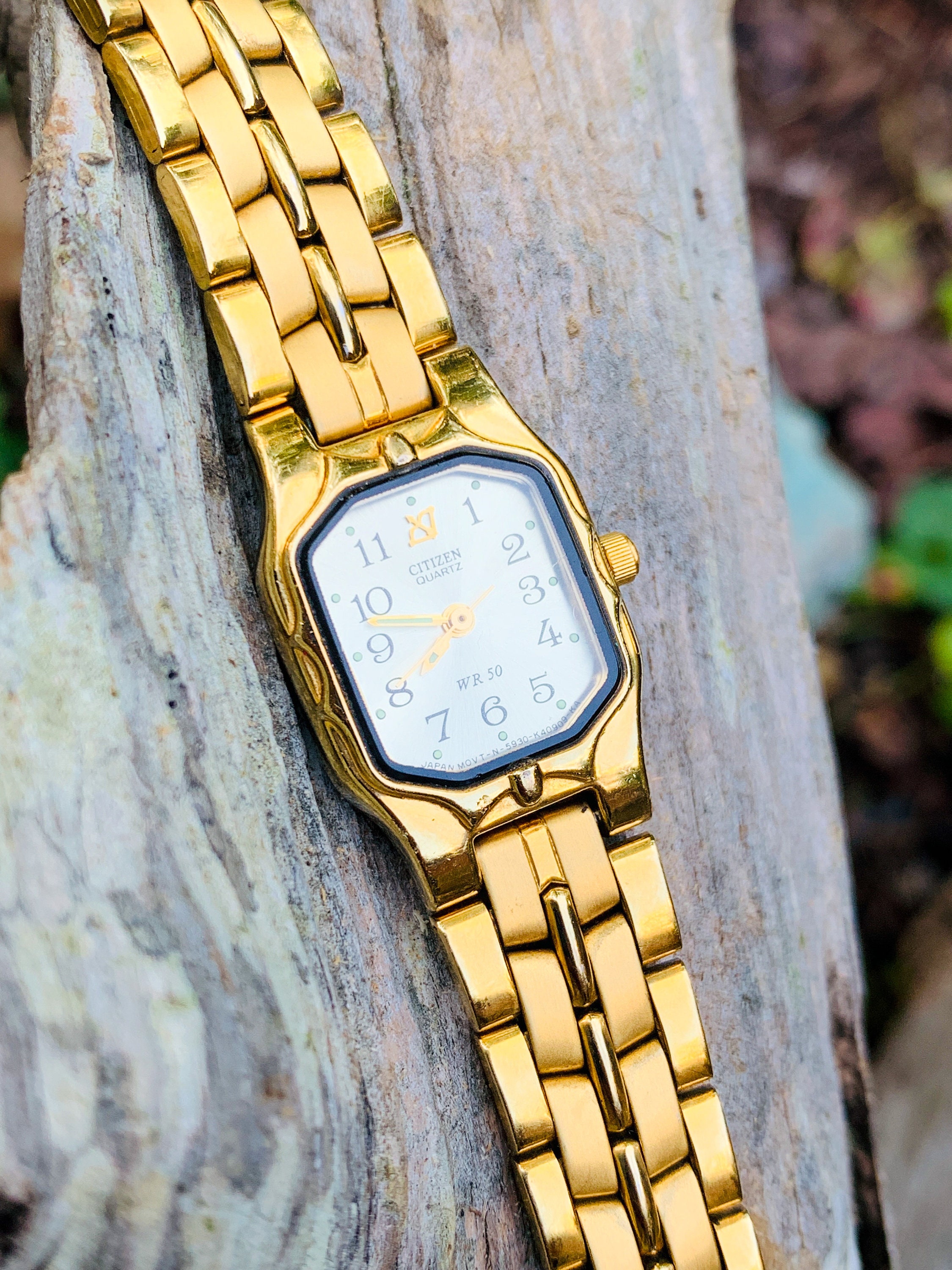 Citizen Bow Arrow 5930 K12797CK Gold Tone Ladies Square Case Bracelet Watch Etsy