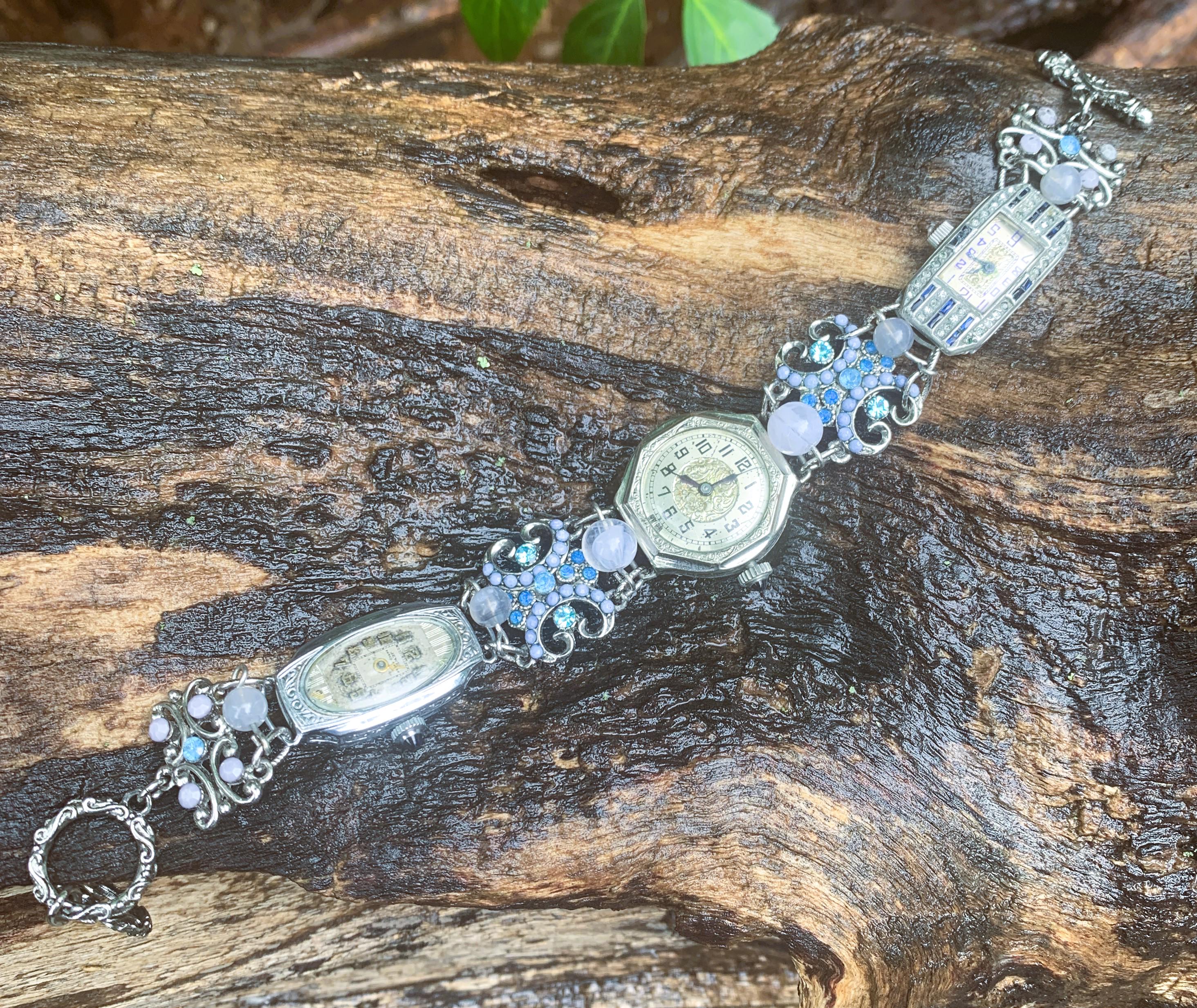 Elegant vintage timepiece watches recreated into a whimsical bracelet. Charmed I main image 2