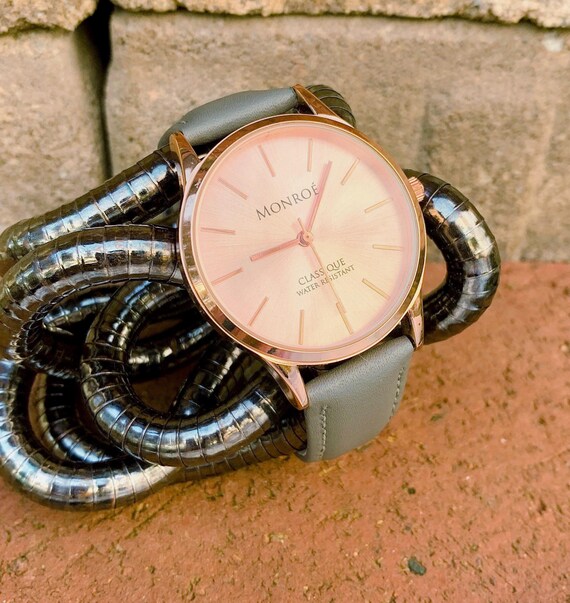 Monroe by Maestro Rose Gold Tone/gray Leather Classic  display picture 3