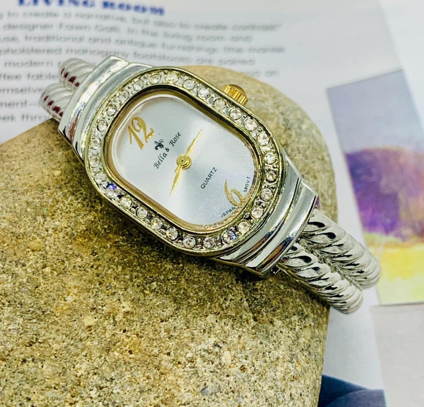 Bella & Rose Faux White Leather Watch with Mother of Pearl Watch Face a4287ws_lit-blk.png main image 3