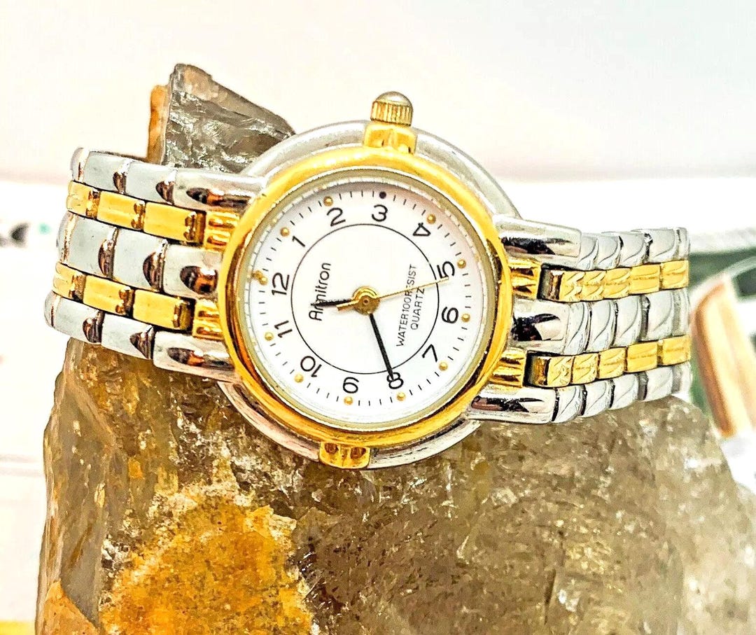 Armitron 25/5512 Retro Silver/gold Tone/white Dial Stainless  display picture 2