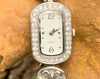 ALLUDE Clear Rhinestone/Gemmed/Stainless Silver Tone Women's Bracelet Watch