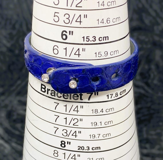 Genuine Dyed Blue Python Leather Gemmed Adjustabl… - image 5