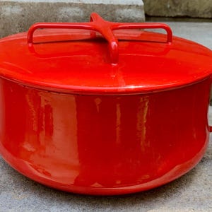 Dansk Danish Kobenstyle Bright Red Vintage Enamelware 10” Casserole Cooking Pot
