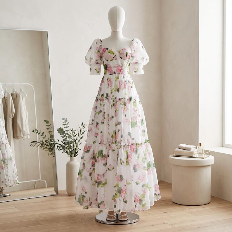Fairy Organza Maxi Dress Off Shoulder Elegant Strapless Party Dress image 3