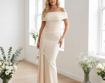 Vestido largo asimétrico de corte ajustado, elegante vestido de fiesta para mujer.