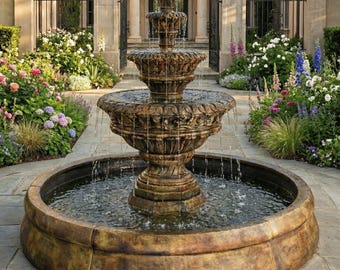 Henri studio valencia spill fountain in crested pool 63in cast stone