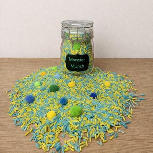 Sensory Jar – Coloured Rice, Mix-ins, Play Skills, Unique (3+)