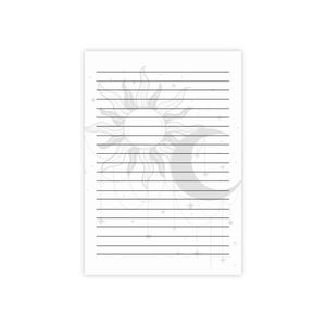 Celestial Sun Moon Watercolor Post-it Notes – Lined Sticky Pad Stationery