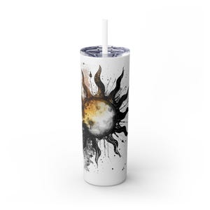Solstice Summit Tumbler – Abstract Watercolor Sun Art, Celestial Insulated Water Bottle (20oz)