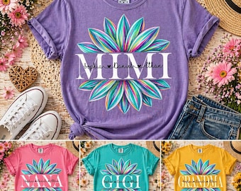 Mimi Nana Grandma Gigi PNG, Sunflower Grandma Shirt Design, Personalized Grandkids Names PNG, Mother’s Day Gift, Digital Download