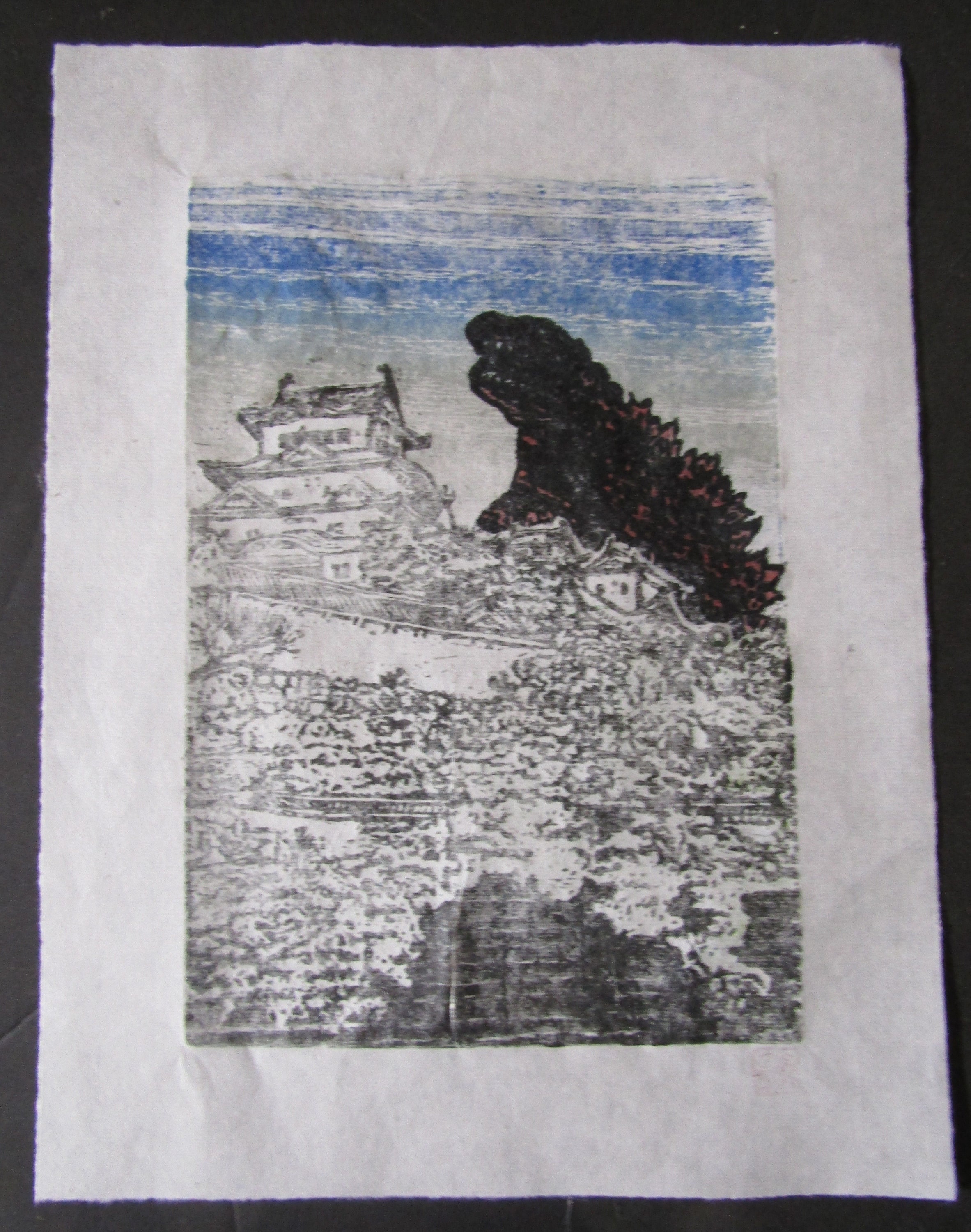 Kaiju Himeji Castle Godzilla-like Monster Dinosaur Hand Carved
