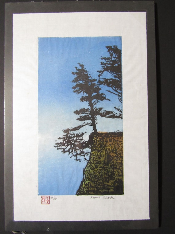 Pine Fir Cedar Tree Forest Cliff Edge Original Hand Carved