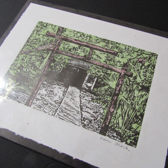 オリジナル木版画 日本の木版画 鳥居 沖縄 西表島 ケビン・クラーク