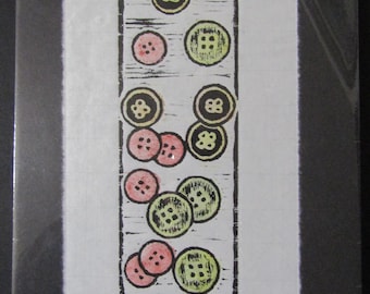 Sewing Buttons button Woodblock print Engraving Moku Hanga Japanese Washi signed Clark