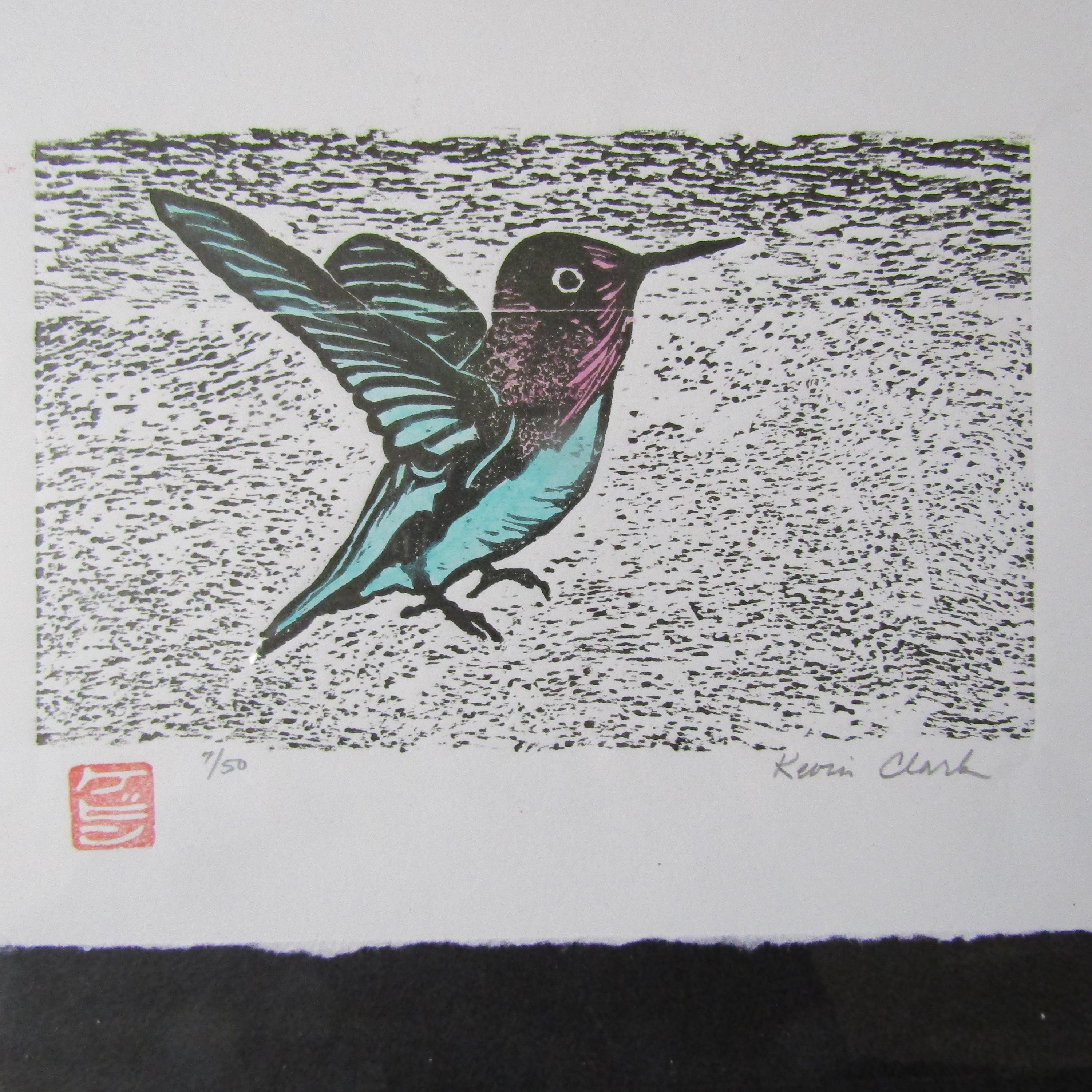 ハチドリ 鳥 木版画 彫刻 木版画 和紙 クラーク署名 - Etsy 日本