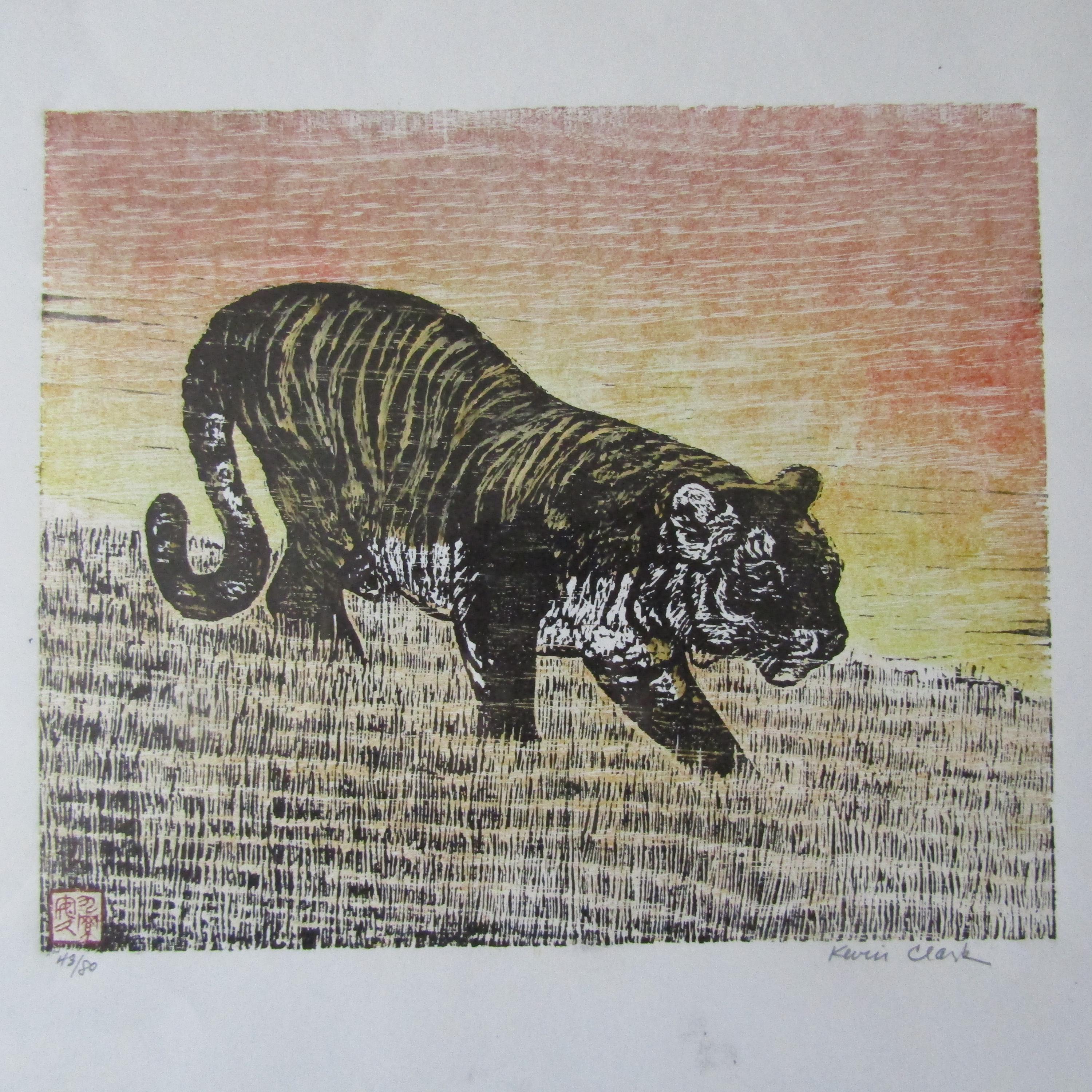トラ猫ネコトラ オリジナル手彫り木版画 木版画 和紙 サイン入り
