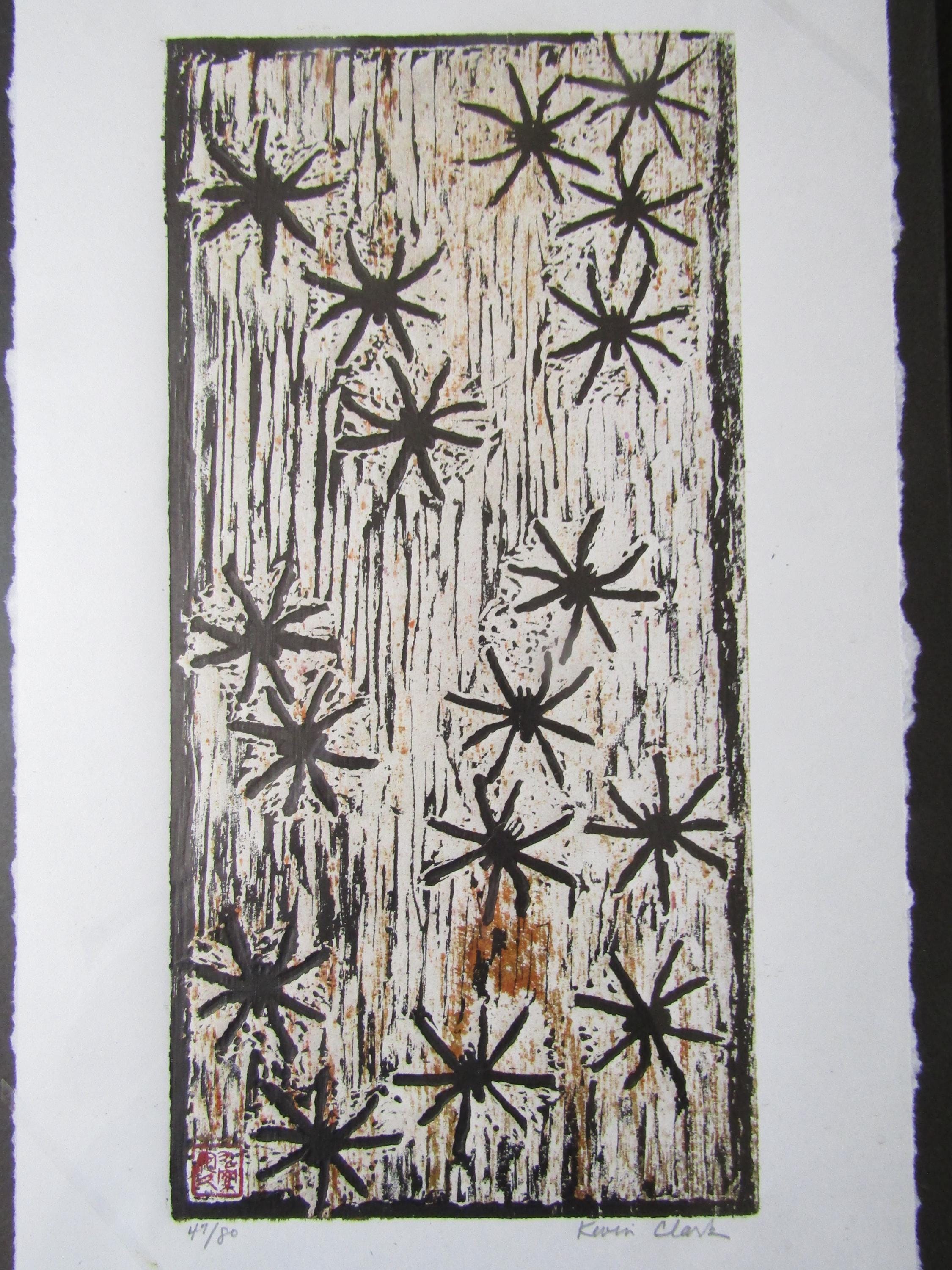 Original Woodblock Print Japanese Moku Hanga Woodcut Creepy
