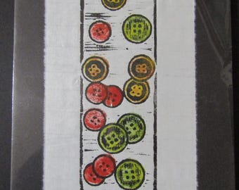 Sewing Buttons button Woodblock print Engraving Moku Hanga Japanese Washi signed Clark