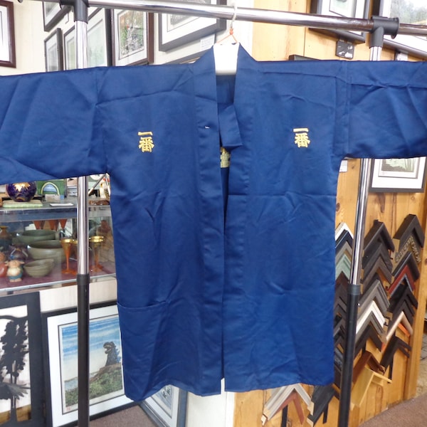 Chaqueta Happi tradicional japonesa para festivales, talla adulta, "Ichiban (n.º 1)", 100 % poliéster, azul marino, fabricada en Japón.
