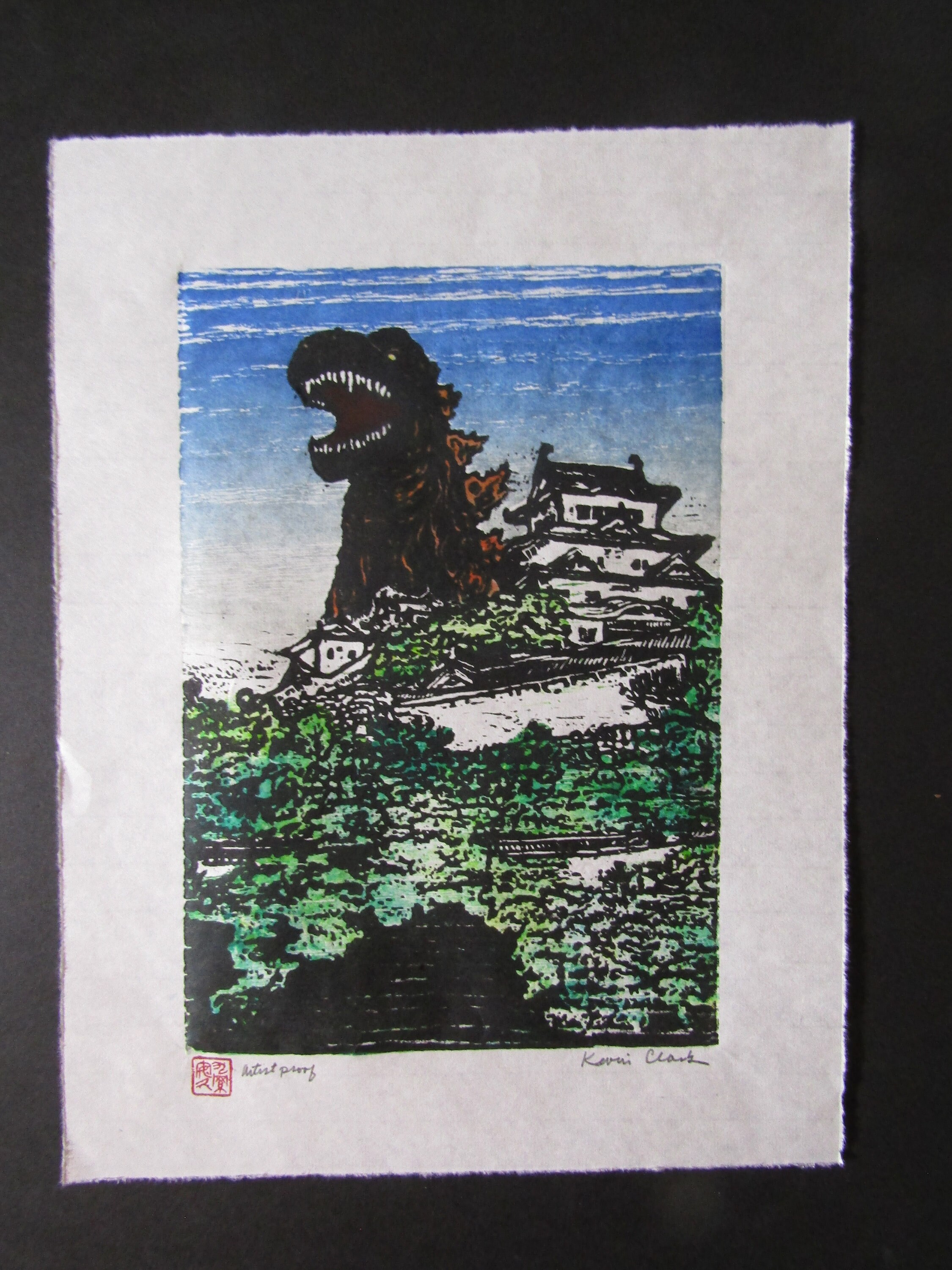 Kaiju Himeji Castle Godzilla-like Monster Dinosaur Hand Carved
