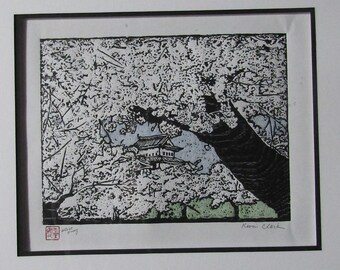 Original Hand Carved Woodblock Print Woodcut Moku Hanga Hirosaki