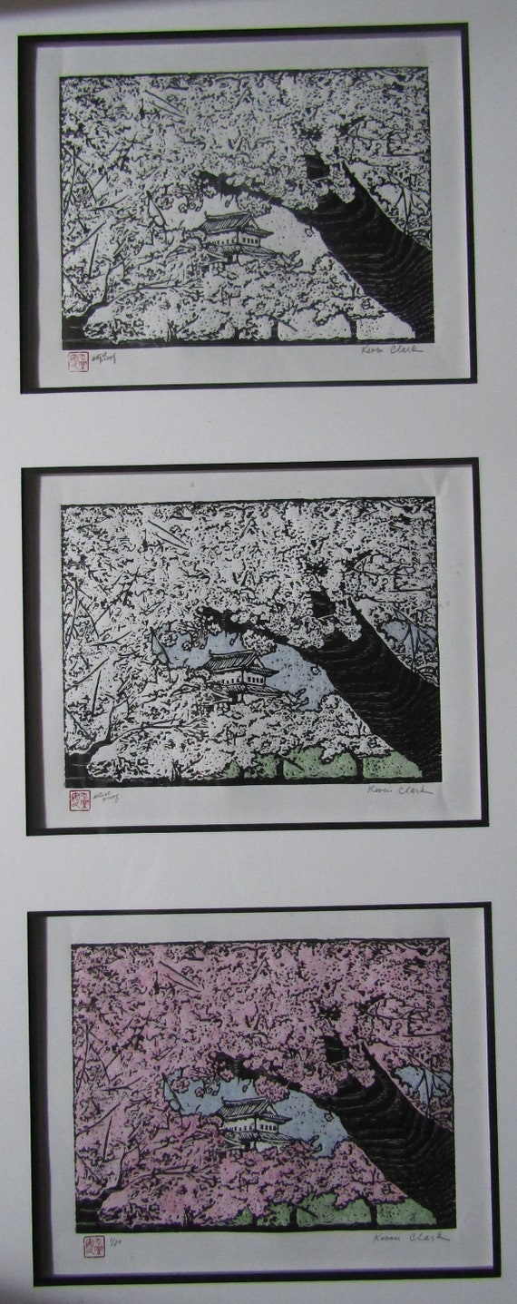 Original Hand Carved Woodblock Print Woodcut Moku Hanga Hirosaki