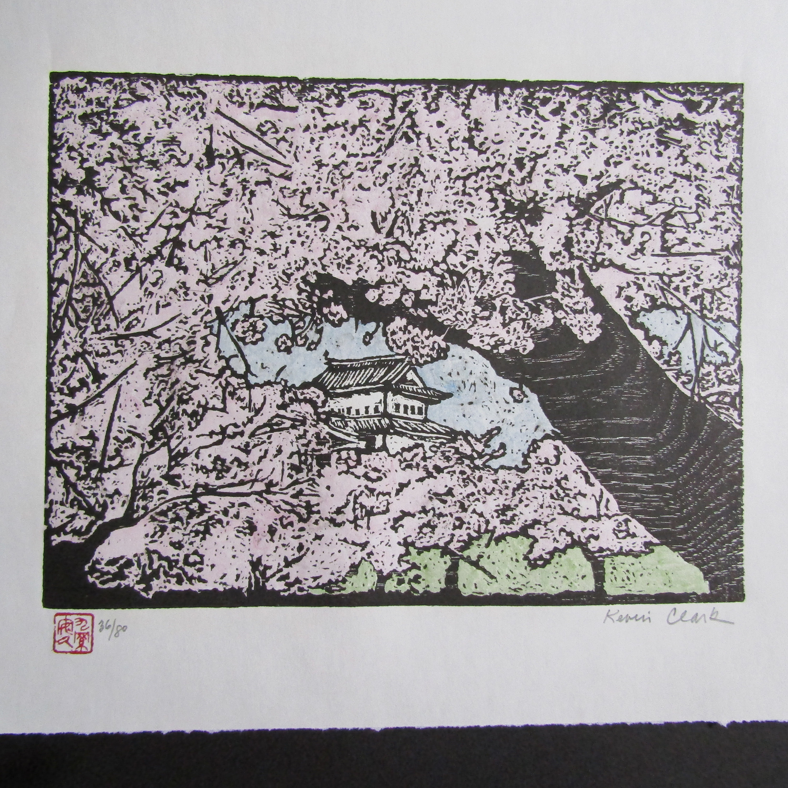Original Hand Carved Woodblock Print Woodcut Moku Hanga Hirosaki