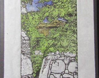 鶴ヶ石城の道 稲荷神社 手彫り木版画 和紙 クラーク署名 - Etsy 日本