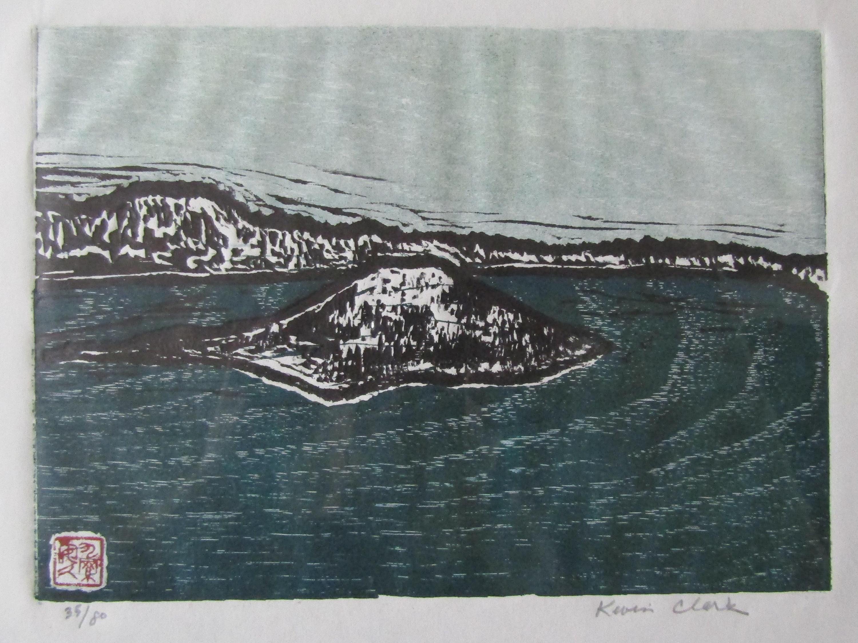 Crater Lake National Park Oregon Modern Hand Carved Woodcut