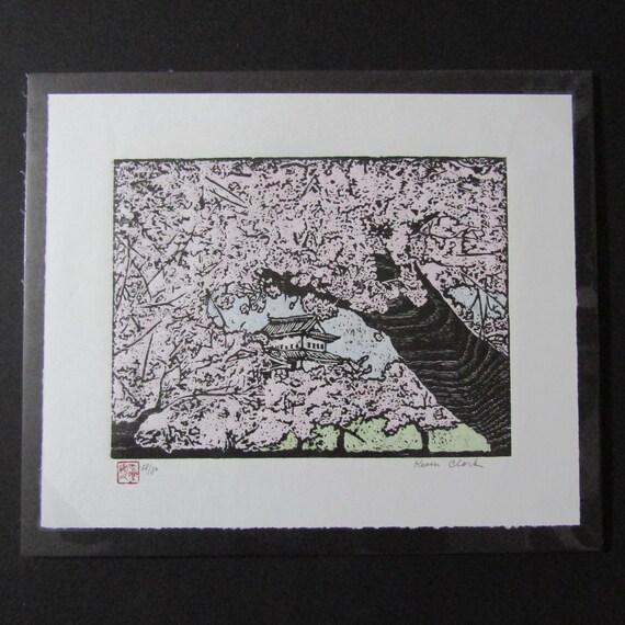 Original Hand Carved Woodblock Print Woodcut Moku Hanga Hirosaki